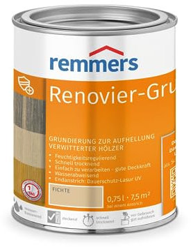 Remmers Renovier-Grund fichte, 0,75 Liter, Grundierung für Holz innen und außen, wetterfest, schnell trocknende Holzgrundierung, sehr gute Haftung