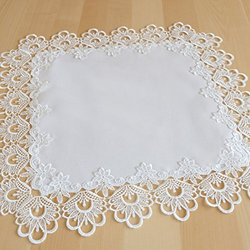 Mitteldecke 60 x 60 cm edle Makramee Spitze weiß Macramée Borte Tischdecke Deckchen Tischdekoration Typ524