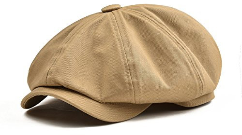 Botvela, Herren-Schiebermütze aus 100 % Baumwolle, im klassischen Gatsby-Stil, ideal für Freizeit oder Golf, Khaki, 57 EU