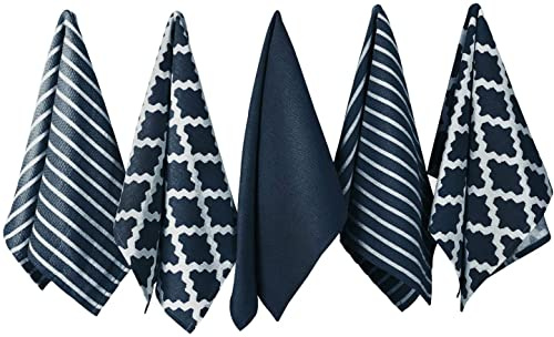 Penguin Home Premium Geschirrtuch für die Küche aus 100% Reiner Baumwolle, 5er-Set Küchentücher, weiches und strapazierfähiges Küchentuch-Set, maschinenwaschbar, 65 x 45 cm, Farbe – Marineblau