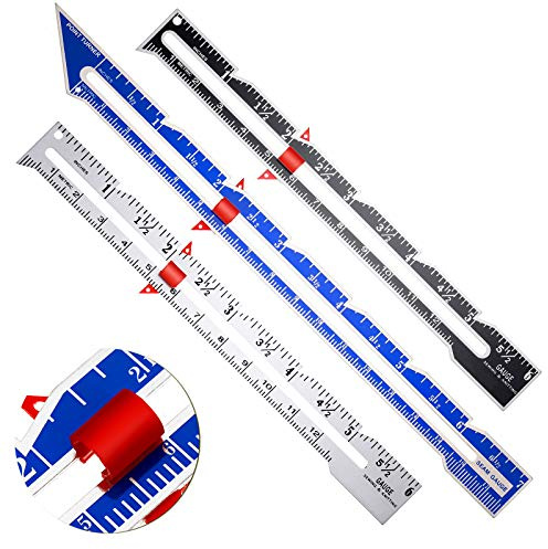 Frienda 3 Stück Nählehre Nähen Messwerkzeug Metall Schieblehre Stoff Quilten Lineal Nahtmesslehre für DIY Stoff Handwerk Quilten Stricken Nähen Säumen Messzubehör, 3 Stile
