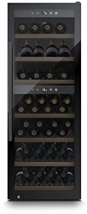 CASO WineExclusive 126 Smart - Design Weinkühlschrank für bis zu 126 Flaschen - Zwei getrennte Temparaturzonen einstellbar von 5°-20°C für Rot- & Weißwein, LED beleuchtet, mit Wi-Fi Modul und App