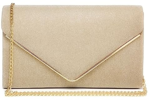 Dasein Women Glistening Clutches Handbags Evening Bags Wedding Purses Cocktail Prom Party Clutches (Champagne)