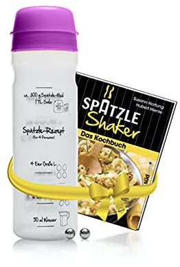 EINSTEIGER-SET für VEREINFACHTES SPÄTZLE MACHEN mit dem patentierten Spätzle-Shaker (875 ml) in LILA für 4 Portionen Spätzle + kreativem Rezeptbuch (8. Auflage, Verlag Südwest)