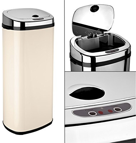 Dihl Rectangle 30L Cream Stainless Steel Auto Sensor Kitchen Waste Dust Bin Automatic Motor Cream