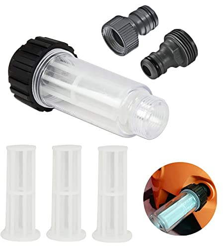 Hochdruckreiniger Wasserfilter, Wasserfilter für Hochdruckreiniger, Wasserfilter Wohnmobil für Wohnmobil, Gartenpumpe für 3/4 Zoll Wasservorfilter mit 3 Filtereinsätzen, 2 Adaptern