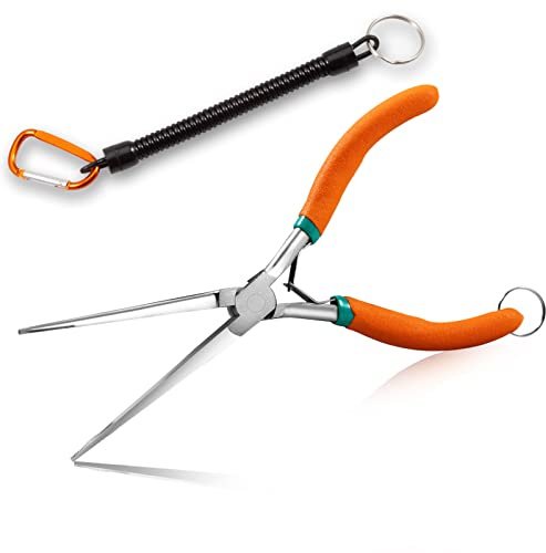SPEEDWOX 7 Inches Long Reach Needle Nose Pliers with Teeth, Extra Long Nose Mini Precision Wire Looping Pliers for Hard to Reach Narrow Spaces