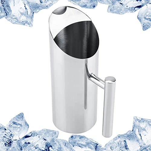 agua acero inoxidable con protector hielo, jarra agua fría con asa, jarra servir pulida con mango integrado para agua té helado, utensilios restaurante, 1 litro, 1,5 litros/2 litros/Maodom