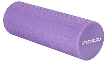 DRUNA Rodillo Rulo de Espuma Redondo para Masajes Musculares y Yoga EVA Liviano Foam Roller Fitness INDIGO 45 * 15 cm. Violeta