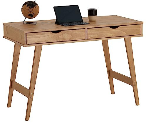 IDIMEX Schreibtisch Milo mit 2 Schubkasten, Massivholz, Eiche Farben stabil und langlebig, ideal für Home-Office, Schubladen für Stauraum