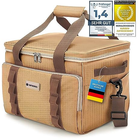 Große 25 Liter isolierte Kühltasche XL Isotasche Picknick-Tasche für Camping Reisen Urlaub (25 Liter, Braun)