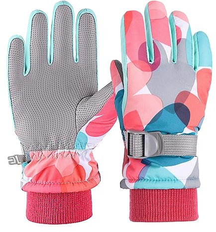 Gukasxi Skihandschuhe Kinder wasserdichte und Winddichte Schneehandschuhe Winter Fleece Fahrradhandschuhe für Junge/Mädchen Winterhandschuhe für Wintersport Skifahren Snowboard Wandern Radfahren