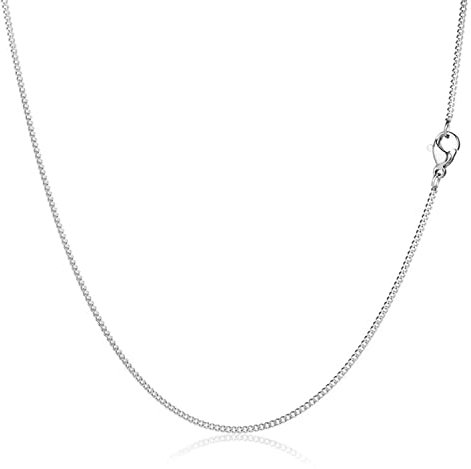 Kritz Feine Silber Panzerkette 1,5mm für Damen Silberkette Cuban Link - Halskette Kubanische Kette Versilberte Edelsthal Länge 40 bis 55 Cm - Schmuck Geschenk für Frauen (55)