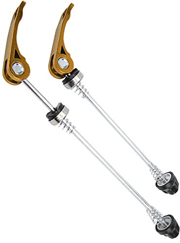 Fahrrad-Schnellspanner, Achsen-Reitspieße aus Aluminiumlegierung, Vorne 145 Mm, Hinten 185 Mm (Gold)