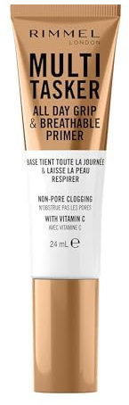 Rimmel Multi-Tasker All Day Grip & Breathable Primer, Lightweight, Gel Texture, Gripping Power, Infused with Vitamin C & Hyaluronic Acid, Hydrating, Prep Skin for Makeup, Suitable For All Skin Types