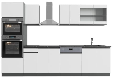 Vicco Küchenzeile R-Line, Weiß, 300 cm