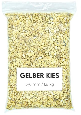 Landare Ghiaia Giallo 1,8 kg - Ghiaia per Acquario - Sassolini Decorativi per Vasi - Sassi Decorativi per Vasi - Ghiaia per Vasi - Sassolini per Acquario - Ciottoli Decorativi (3-6 mm) (Giallo)