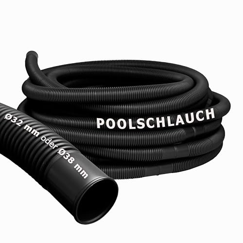 VIALIA Poolschlauch 30m x 32mm Schwarz, Polyethylen, Knickfest & trittfest | Flexibler Ersatzschlauch für Poolpumpe, Filteranlage & Heizung, Individuell zuschneidbar alle 1,5m