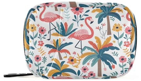 Pillendose mit tropischen Bäumen, für 7 Tage, Reise-Pillendose, mit Reißverschluss, Pink