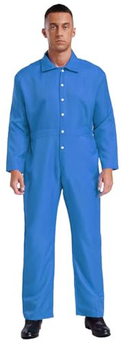 Jugaoge Herren Arbeitsoverall Langarm Coverall Baumwolle Overall Arbeitsanzug Schutzanzug Einteiler Arbeitskleidung Halloween Outfits Blau XXL