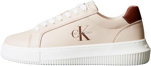 Calvin Klein Donna Sneakers con Suola Preformata Chunky Mono in Pelle, Rosa (Whisper Pink/Cappuccino), 38