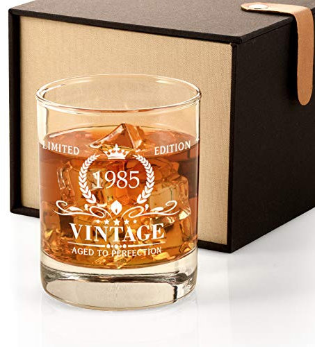 Triwol 1985 40th Birthday Gifts for Men, Vintage Whiskey Glass 40 Birthday Gifts for Dad, Son, Husband, Brother, Funny 40th Birthday Gift Present Ideas for Him, 40 Year Old Bday Party Decoration