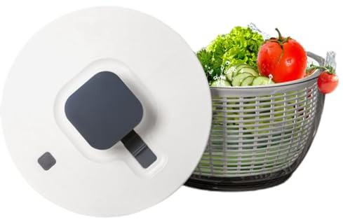 Essoreuse à laitue, laveuse de Fruits et légumes 6L, avec Bol de Service Transparent, Panier à passoire, essoreuse à Salade Manuelle de Grande capacité, avec Bouton d'arrêt