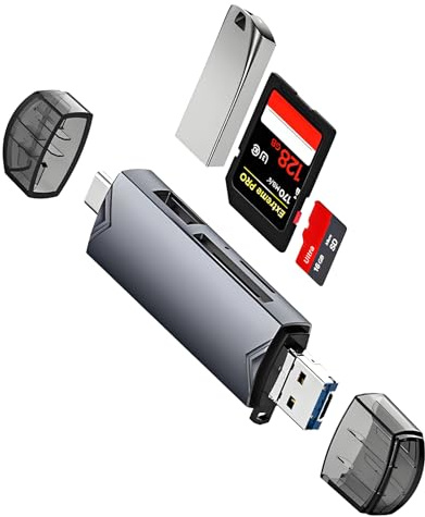 JoyEcho Lecteur Carte SD 3 en 1, Adaptateur Carte SD USB (A/C/Micro) à Trois Ports Compatibile vers iPhone 17/16/15, iPad Pro, Galaxy S24/S23, MacBook, PC et Tablet