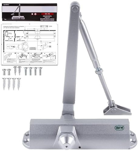 ATTAS Hydraulischer Türschließer automatisch einstellbar mit Softclose & Feststellfunktion | Aluminium/Silber |– für Innentüren & Außen– Schließkraft bis 70 kg – automatischer Türschließer