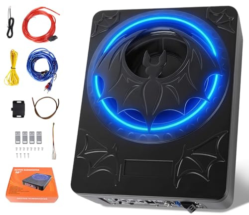 CAMECHO 1200W 70mm Ultraflach Untersitz Subwoofer Auto mit Stromversorgung: Subsystem mit eingebautem Verstärker, Hoch-/Niedrigpegel-Eingang und Lautstärkeregler für SU Lkws