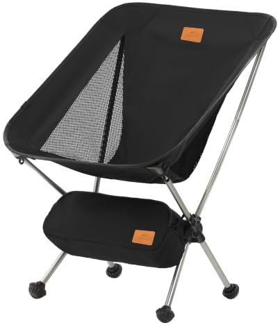 Naturehike Chaise de camping pliable et portable - Chaise de pêche ultra légère - Petite chaise pliante avec sac de transport pour camping, extérieur, randonnée (noir)
