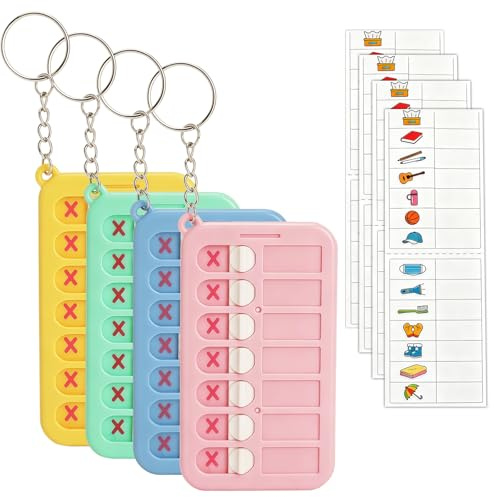 SLIAXINT 4 Piezas Tareas Diarias Niños con Pegatinas,Planificadores de Tareas,Tablas de Quehaceres para Organizar el Estudio y Gestionar el Tiempo: Diseño Portátil con Cursores Deslizantes