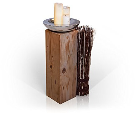 moebel-eins Blumensäule Fichte massiv Dekosäule Holzsäule Säule Landhaus Design, eichefarbig, 17x17 cm, 60 cm