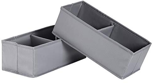 IHOMAGIC Aufbewahrungsbox Stoff 2er Aufbewahrungskorb Klein Stoffkisten Aufbewahrung Kinderzimmer Aufbewahrungskisten Faltbox 2 Fächer Faltbare Stoffbox für Regal Schrank Ordnungssystem 13x28x10cm