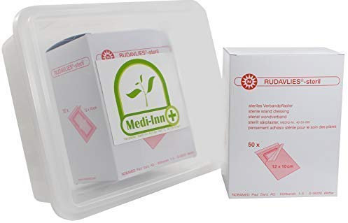 Noba Rudavlies-steril Wundpflaster 100 Stück inklusive Medi-Inn Aufbewahrungsbox (12 x 10 cm)