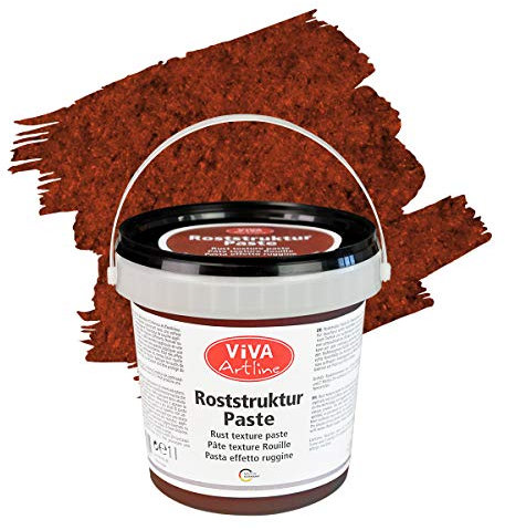 Viva Decor Artline Roststruktur Paste (Farbe Rost-Braun, 1 l) Strukturpaste Rosteffekt für Mixed Media-Künstler zum Malen - Auftragen mit Pinsel, Spachtel oder Schwamm auf Leinwand - Made in Germany