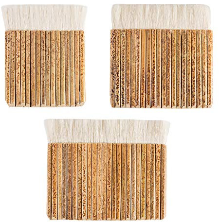 PH PandaHall 3pcs 3 Sizes Sheep Hair Hake Brush, Wooden Handle Soft Wool Brush for Kiln Wash, Watercolor, Latex Paint, Dust Cleaning, Ceramic, Pottery Painting