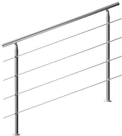 Monzana Pasamanos para Escaleras 150cm Acero inoxidable Barandilla Interior Exterior Baranda Redonda