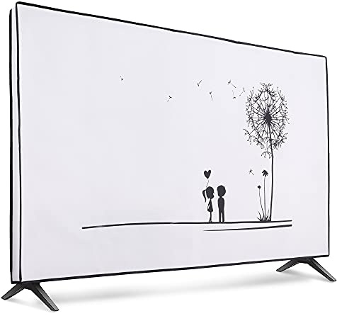 kwmobile Inomhus 55 tum TV-skydd – TV-dammskydd skärmskydd – TV-skärm dammskydd – syntetiskt tyg svart/vit