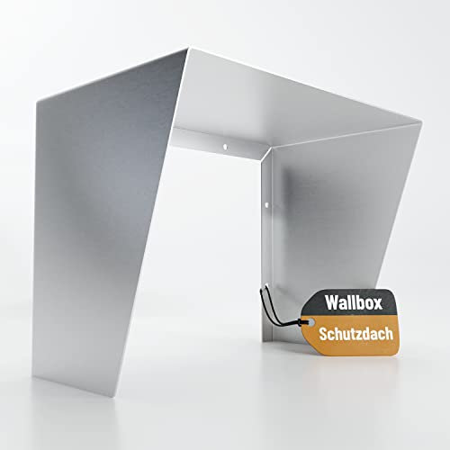 ABSINA Edelstahl Dach für Wallbox inkl. Montagezubehör - 45,4 x 25,6 x 30,2 cm Abdeckung für Wallbox - Wallbox Wetterschutz, Wallbox Regenschutz, Schutz für Wallbox, Wallbox Abdeckung