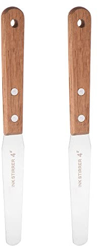 sourcing map Painting Knives 4x0.59 Stainless Steel Round Head Straight Mixing Palette Scraper with Wood Handle for Oil Paint Craft Spreading