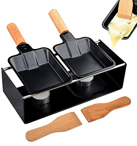 RoseFlower Mini Cheese Raclette Set, Portable Candlelight Cheese Melting Pan,Non Stick Raclette Grill, Cheese Raclette Melter for Grill, Suitable for Cheese, Meat, Fish...with Spatula