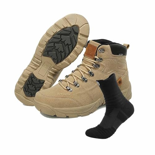 Militärische taktische Outdoor-Stiefel, wasserdichte Wanderstiefel für Herren mit Sportsocken, leichte Arbeitsstiefel, langlebige Kampfstiefel, taktische Armeestiefel für Herren ( Color : Brown , Size