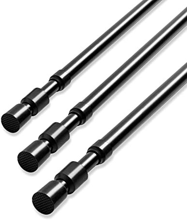 Duschvorhang Spannstange, Schwarz Duschvorhangstange, Bohrfrei, Edelstahl, Ausziehbare Spannstange 105-190cm, für Schrank, Bad, Fenster, Türrahmen, Küche (1 Stück)