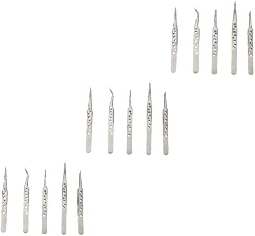 DOITOOL Pinzette Antik 15 Stück Edelstahlpinzetten Lötpinzetten Präzisionspinzetten Elektronikpinzetten Bastelpinzetten Schmuckherstellungspinzetten