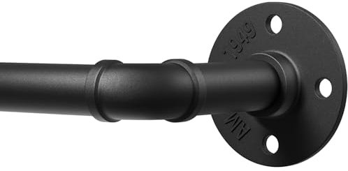 DEFYNEE Gardinenstange Schwarz, 80 bis 218 cm Industrial Vorhangstange Deckenmontage, 25mm Durchmesser, ausziehbare Gardinenstange für Terrasse, Glasschiebetür, Wohnzimmer