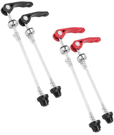 QLEUIFT 2 Paar Fahrrad Schnellspanner, Fahrrad Vorder und Hinterrad Schnellspanner, Bicycle Quick Release MTB Schnellspanner für Rennrad, Mountainbike, Schwarz und Rot