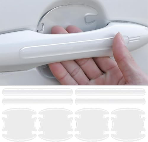 BEPSYOM 8 Stück Set Universelle Selbtklebend Auto Türgriff Schutzfolie Kratzschutz Aufkleber für Griffmulden/Griffschalen (Transparent)