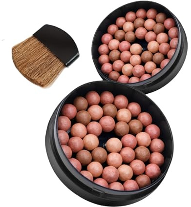 Poudre de fard à joues nacrée, poudre lisse mélangeable, pigmentation fine des couleurs – Maquillage durable pour le visage. Blush imperméable et durable, avec pinceau