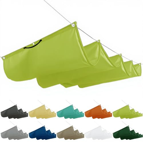 Pergola - Tenda parasole retrattile, 3,5 x 8,5 m, in tela retrattile, con occhielli e corda, per tetto, giardino, giardino d'inverno, giallo-verde